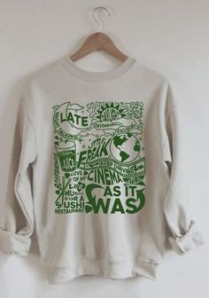 Green Band Merch Top For Fall, Green Long Sleeve Band Merch Top, Crewneck Outfit, Graphic Shirt Design, Harry's House, As It Was, Cute Sweatshirts, Gildan Sweatshirts, House Tour