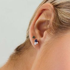 Inspired by nature's first blooms, ethical diamonds and blue sapphires huddle together, reminiscent of flower petals blossoming on the earlobes. Cast with high-end recycled gold, the minimalist shared prongs add an extra touch of brilliance to these vibrant earrings. Accent stones: Diamonds, VS2+/F+, and blue sapphires, total 0.60+ ctw Post length: 11 mm approx. Backing: Butterfly push backs Modern Diamond Earrings, Sapphire Stud Earrings, Blue Sapphire Studs, Sapphire Earrings Studs, Emerald Earrings Studs, Sapphire Studs, Types Of Diamonds, Sapphire Earrings, Precious Gems