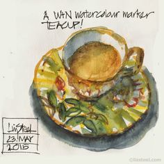 a drawing of a plate with food on it and the words, a win watercolor marker teacher