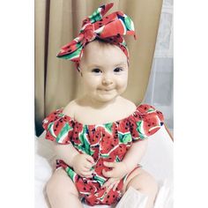 Nothing says Summer like a bunch of watermelons! This cute onesie comes with a matching headband and is just perfect for hot and happy summer days. Cute Onesie For Spring Vacation, Sweet Cotton Onesie For Summer, Cute Summer Onesie For Vacation, Sweet Summer Cotton Onesie, Cute Summer Vacation Onesie, Green Bubble Romper For Summer Beach, Green Summer Bubble Romper For Beach, Green Bubble Romper For Beach In Summer, Sweet Pink Onesie For Summer