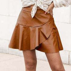 Heyson Vegan Leather High Waisted Mini Skirt Size M Cognac Brown A-Line Ruffle Made From Faux Leather This Skirt Is Not Only Stylish And Trendy It Is Animal And Environmental Friendly. Condition: New With Tag Measurements Can Be Found In Photos Sku 4024 Weight 8.5oz #Fall #Minimalist #Casual #Faux Leather #Sleek #Party #Work #Home #Travel #Vacation #Western #Country Pair With Boots, Sneakers, Sandals, Blazers, Graphic Tees, And Sweaters *Clothing Is Stored In Smoke And Pet Free Environment *Offe Pu Skirt, Pu Leather Skirt, Look Casual Chic, Party Rock, Boots Sneakers, Costume Intero, Workwear Fashion, Environmental Friendly, Faux Leather Skirt