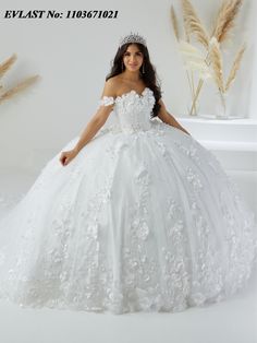 EVLAST Mexican White Quinceanera Dress Ball Gown Off Shoulder 3D Floral Applique Beads Corset Sweet Quinceanera Dresses White, White Quince Dress, White Quince Dresses, White Quinceanera Dresses, White Quince, Quincenera Dresses, Quinceanera Collection, Sweetheart Neckline Top, Wedding Glam