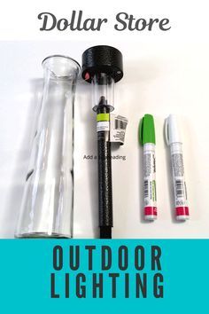 the contents of an outdoor lighting kit are shown with markers and marker pens on it