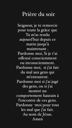 a poem written in french on a black background with the words, pierre du soir