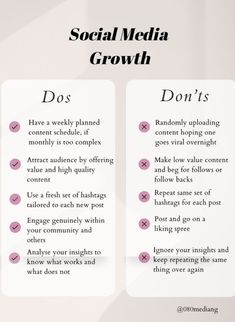 two signs that say social media growth and do's