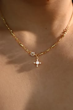 18K Real Gold Plated Diamond Cross Necklace – Cutethingscommin Simple Gold Necklace, Opal Necklace Silver, Real Gold Necklace, Diamond Cross Necklace, Dainty Gold Jewelry, Minimalist Necklace Gold, Pink Pearl Necklace, Y2k Accessories, Real Gold Jewelry