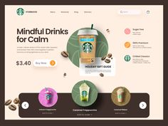 the starbucks website is designed to look like it has coffee and drinks on it, as well