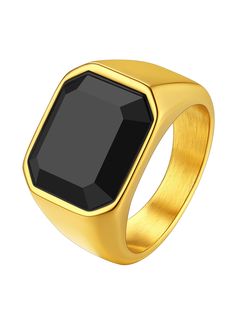 PRICES MAY VARY. 【Customizable Design】Personalize your rings with your own words engraved on the inner band or two sides, making it a truly unique piece of jewelry. 【Stylish and Versatile】The black onyx stone coupled with the square agate signet design creates a bold and modern look suitable for both men and women. 【Superior Quality】Crafted with a stainless steel band and available in gold, black, or silver finish options, ensuring long-lasting durability and a luxurious appearance. 【Perfect Gif Mens Stone Ring Designs, Formal Jewellery, Valentine Gift For Him, Mens Gold Rings, Perfect Gif, Black Onyx Stone, Valentines Gifts For Him, Black Onyx Ring, Gold Band Ring