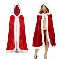 a woman wearing a santa costume and cape