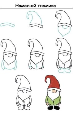 how to draw an elf with different poses and expressions for children in the style of cartoon characters