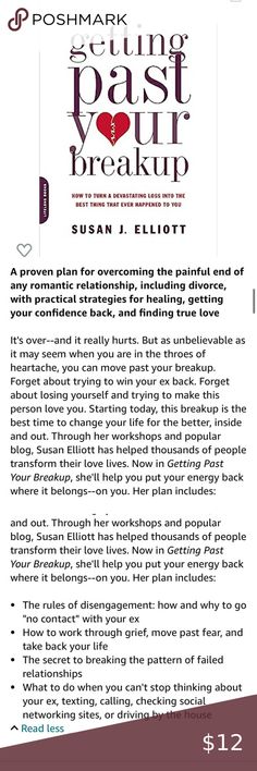 Getting Past Your Breakup by Susan Elliott Finding True Love, Losing You, True Love, New Books, How To Plan, Brand New, Turn Ons