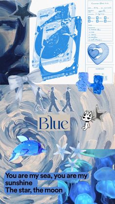 blue is the color of the ocean in this collage