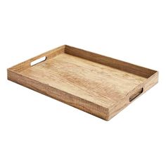 a wooden tray with handles on it