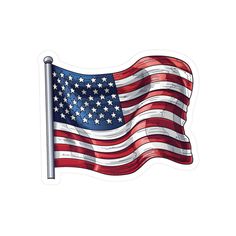 an american flag sticker on a white background