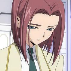 an anime character with long pink hair wearing a white shirt and green tie, looking at the camera