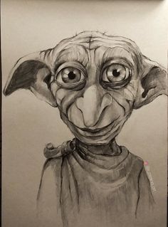 a drawing of an old man with big eyes