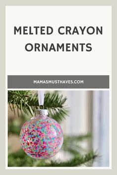 Melted crayon ornaments Second Grade Christmas Ornaments, Crayon Blown Ornaments, Crayon Shavings Ornament, Diy Christmas Ornaments Melted Crayons, Diy Ball Ornaments Kids, Diy Crayon Ornaments, Crayon Shaving Ornaments, Crayon Art Melted Ornaments, Melted Crayon Ornaments Diy