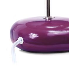 a purple lamp with a white cord attached to it