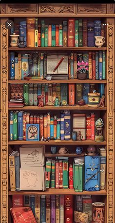 a book shelf filled with lots of books