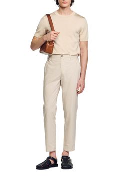 Cotton trousers with carrot cut, buttoned zip opening and slanting pockets. Sandro Men's cotton carrot-cut trousers Zip fastening with buttons Slanting pockets Welt pockets on back The model is 5'8 tall and wears a size 36 Cotton Trousers, Welt Pockets, On Back, Welt Pocket, Carrots, Light Grey, Nordstrom, Trousers, Grey