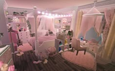 Pink One Story House Bloxburg, Bloxburg Room Ideas Hello Kitty, Cute Bedroom Bloxburg, Gyaru Bloxburg House, Bloxburg Princess Bedroom, Royale High Bedroom Ideas, Bloxburg Pink Bedroom, Y2k Bloxburg House, Pink Bloxburg Room