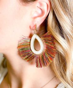 Look your sassiest with these tassel earrings!  With multiple colors in the tassels, you are sure to find the perfect outfit to pair them with! Tassel Earrings, Perfect Outfit, Crochet Earrings, Tassels, Drop Earrings, Color