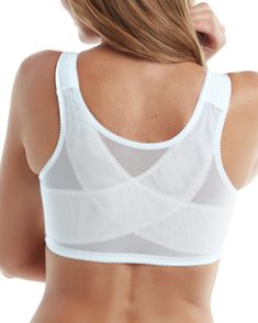 Great curves come with great responsibility. Look after your posture and support your form with the comfortable Plusform® Posture Bra. Designed specifically for fuller-figured women, this durable front-clasp bra relieves stress on the shoulders with wide comfort straps. It features full coverage under the arms to smooth at the sides, while a supportive crisscross power net comfortably has your back. • Bra with crisscross posture support and an easy front-clasp closure. • Crisscross back power ne Front Closure Bras For Older Women, Posture Corrector Bra, Front Clasp Bra, Posture Bra, Posture Support, Posture Corrector, Full Coverage Bra, Plus Size Bra, Look After Yourself