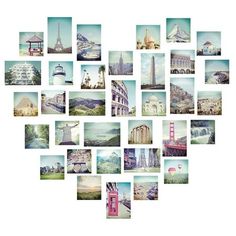 many pictures are arranged in the shape of a heart