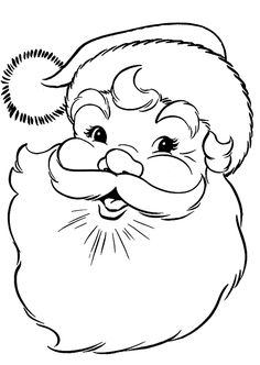 santa claus's face is outlined in black and white