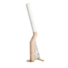 a white and wooden toothbrush holder with marbled wood handles on a white background