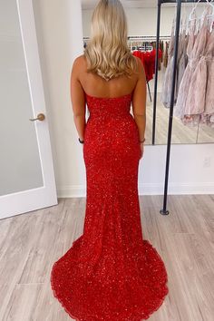 The stunning red sequin mermaid long prom dress features a sweetheart neck, v-neck with mesh, side slit, and zip-up back. SKU: 2994 Material: Sequin Zip up back Ship in 7-10 business days Fully lined Built-in bra Size: US 2-16. We offer free returns in 7 days. Please refer to our return policy page for more details. If you have any questions, please feel free to contact us at service@dressesforparty.com. Blue Sequin Prom Dress, Red Prom Dress Long, 2 Piece Prom Dress, 2023 Prom, Prom Dresses Long Pink, Red Mermaid, Prom Dresses Long Mermaid, Strapless Prom Dresses, Spaghetti Strap Prom Dress