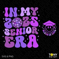 a purple and black poster with the words my son is senior gra on it