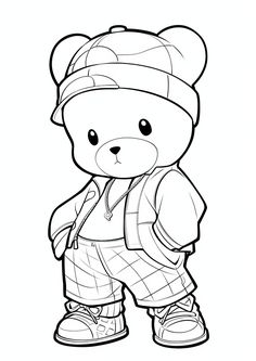 a teddy bear wearing a hat and jacket