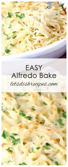 an easy alfredo bake with cheese and parsley