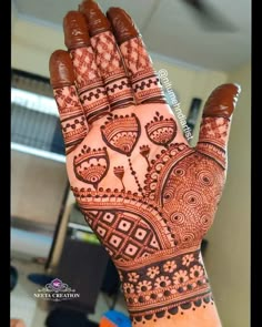 the hand is decorated with henna designs