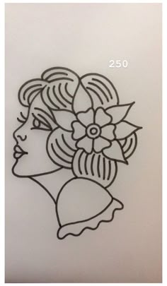 a drawing of a woman's head with flowers in her hair and the words, 25