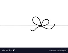 a black and white image of a bow on a line with the word love written below it