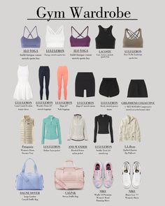 the gym wardrobe is full of different types of clothes