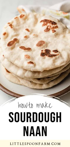 how to make sourdough naan on a plate with the title overlay