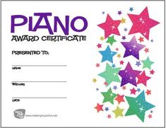 an award certificate with stars on it