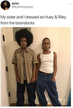 The Boondocks Halloween Costume, Riley Boondocks Costume, Smokey And Craig Costume, Riley And Huey Costume, Baps Inspired Costume, Boondocks Inspired Outfits, Group Halloween Costumes Black People, Black Man Halloween Costume, Brandy Costume