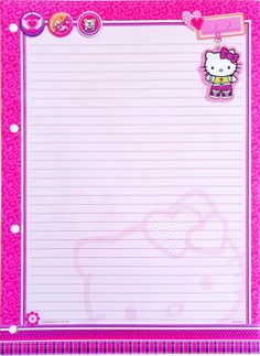 a hello kitty notepad with pink writing paper