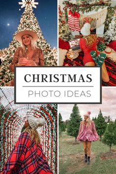 christmas photo ideas for the holiday season with text overlay that reads, christmas photos