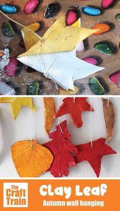 the cover of clay leaf autumn wall hangings with fall leaves and acrylic paint