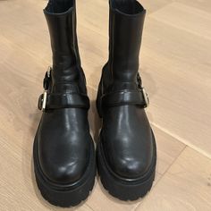 Worn A Few Times, If You’d Like Anymore Pictures Let Me Know. Size - 38 Fits True To Size, Order Your Normal Size Round Toe Pull On, Goring At Side Buckled Strap Detailing 1.96" Heel Leather Upper And Lining, Eva Sole Eva Sole, Bootie Boots, Chelsea, Leather Upper, Ankle Boots, Let Me, Size 7, Buckle, Women Shoes