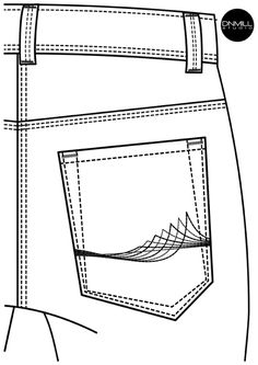 an image of a drawing of a pocket on the side of a pair of jeans