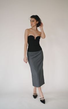 Details This sleek midi pencil skirt with a back slit will make you look instantly polished. Pair this tailored pencil skirt with a stylish top and button-down to freshen up your work wardrobe. Size & Fit Size Waist (CM) Hips (CM) Length (CM) S 70 86 86.5 M 75 94 87.5 L 80 102 89.5 Shipping & Return Free US shipping on orders over $100.Free International shipping on orders over $300. For more details click HERE. Grey Pencil Skirt Outfit, Long Pencil Skirt Outfits, Midi Pencil Skirt Outfit, Long Pencil Skirt, Pencil Skirt Outfits, Long Skirt Outfits, Midi Pencil Skirt, Office Skirt, Grey Pencil Skirt