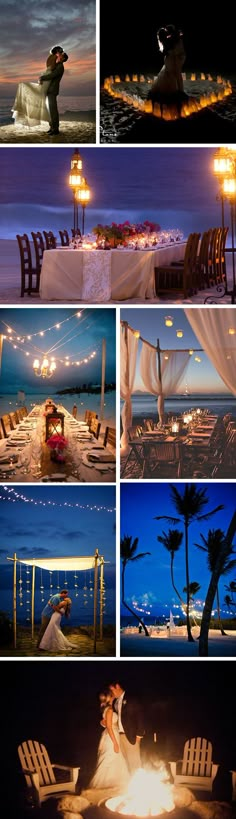 wedding photos taken at night and then lit up