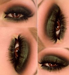 Forest Green Smokey Eyes Mary Kay Eyeliner, Green Smokey Eye, Trendy Eyeshadow, Nails Green, Eye Makeup Steps, Makijaż Smokey Eye, Green Eyeshadow, Top Makeup Products, Makeup Obsession