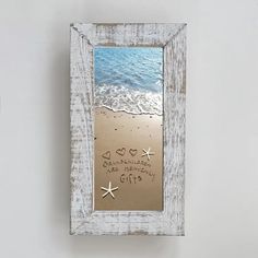 Framed Waves - Grandchildren Are Heavenly Gifts - 10-1/2-in - Mellow Monkey Coastal Photo Frames, Beach Cowboy, Nautical Picture Frames, Beach Theme Picture Frames, Sea Glass Photo Frame, Coastal Shadow Box Wall Art, White Washed Wood, Driftwood Frame, Gift From Heaven